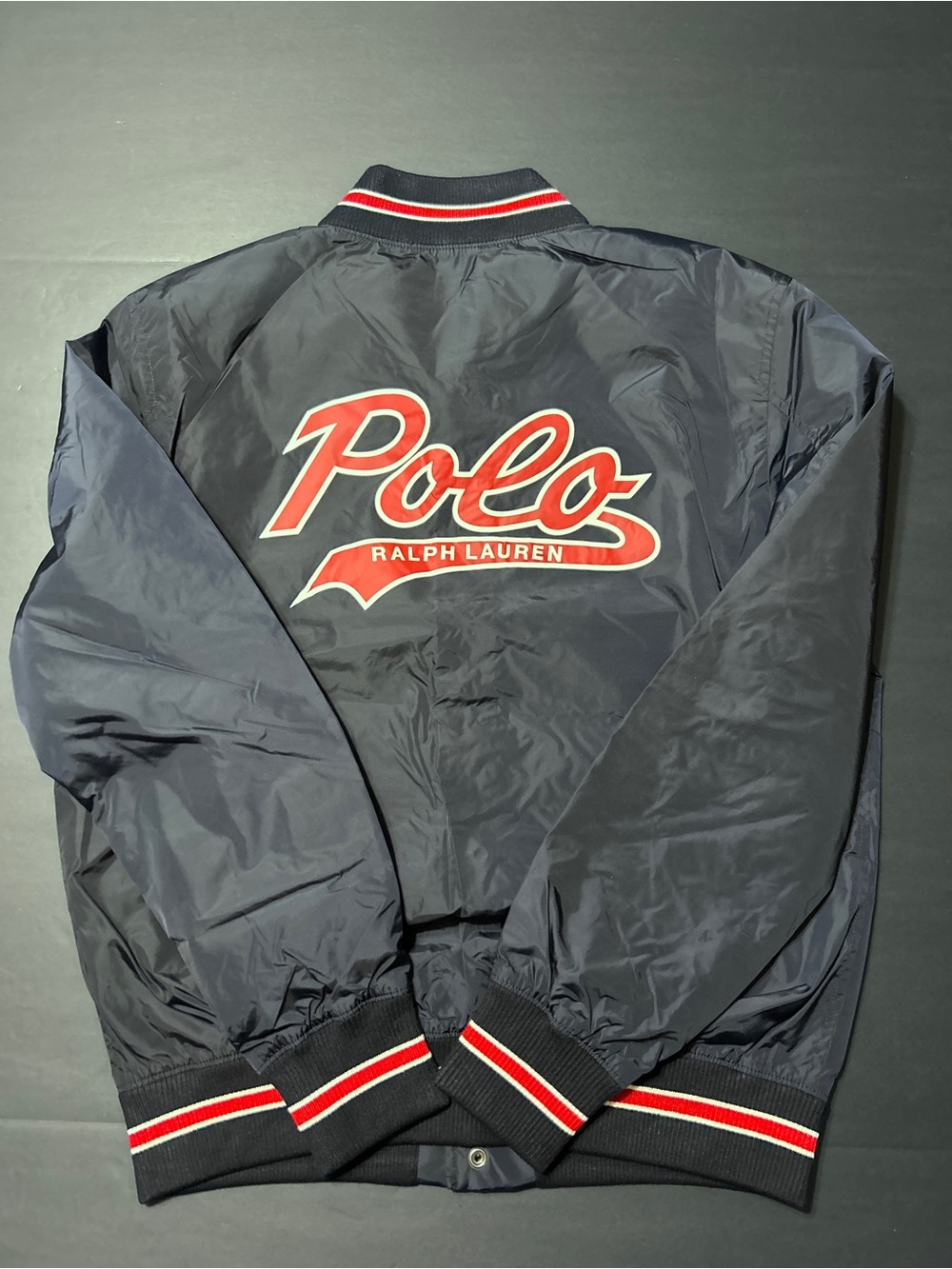 Polo by Ralph Lauren Men's Navy Bomber Jacket with Red Logo  M New without tag